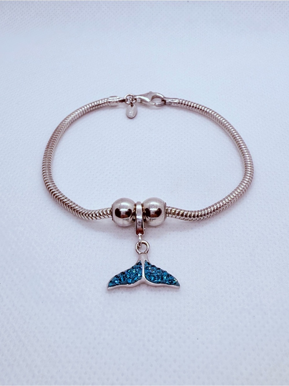 Zable Silver Bracelet with Blue Crystal Mermaid Tail Charm